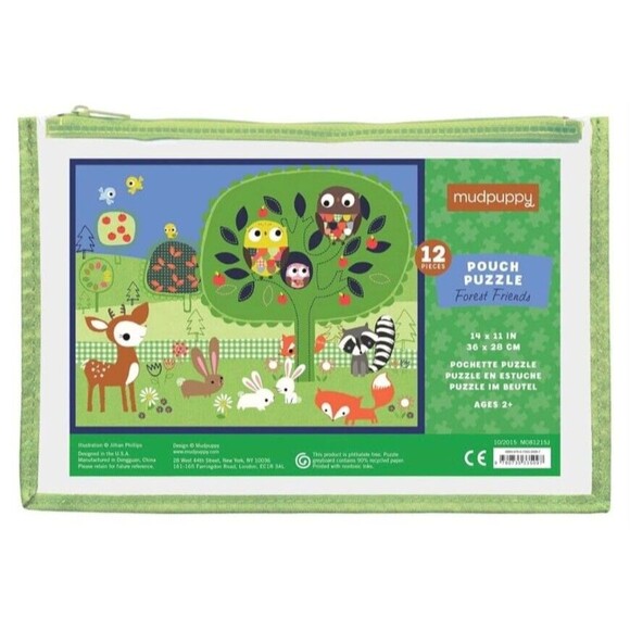 Mudpuppy Pouch Puzzle Forest Friends - 12 Piece Puzzle ages 2+ Toddler Puzzle - Picture 1 of 6
